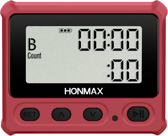 Digital Interval Timer, Stopwatch with Backlight, USB-C Rechargeable Clock, Red