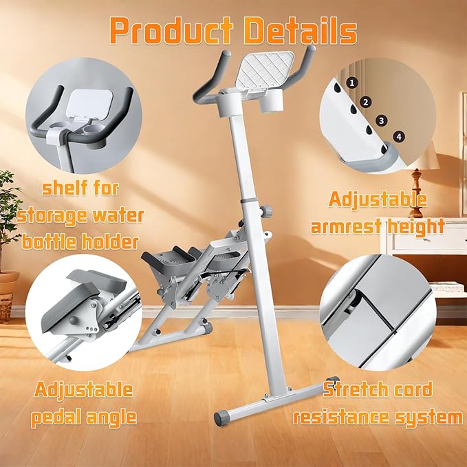 Stair Stepper Folding Vertical Aerobics Appliances Exercise Climber for at-Home Workouts Total Body Exerciser with Handle 242LBS Load with Stand/Cup Holder, Step Angle Adjustable