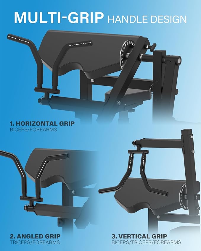 HVO Bicep Tricep Curl Machine: Adjustable Preacher Arm Bicep Curl and Tricep Extension Machine Plate Loaded Exercise Equipment for Home Gym