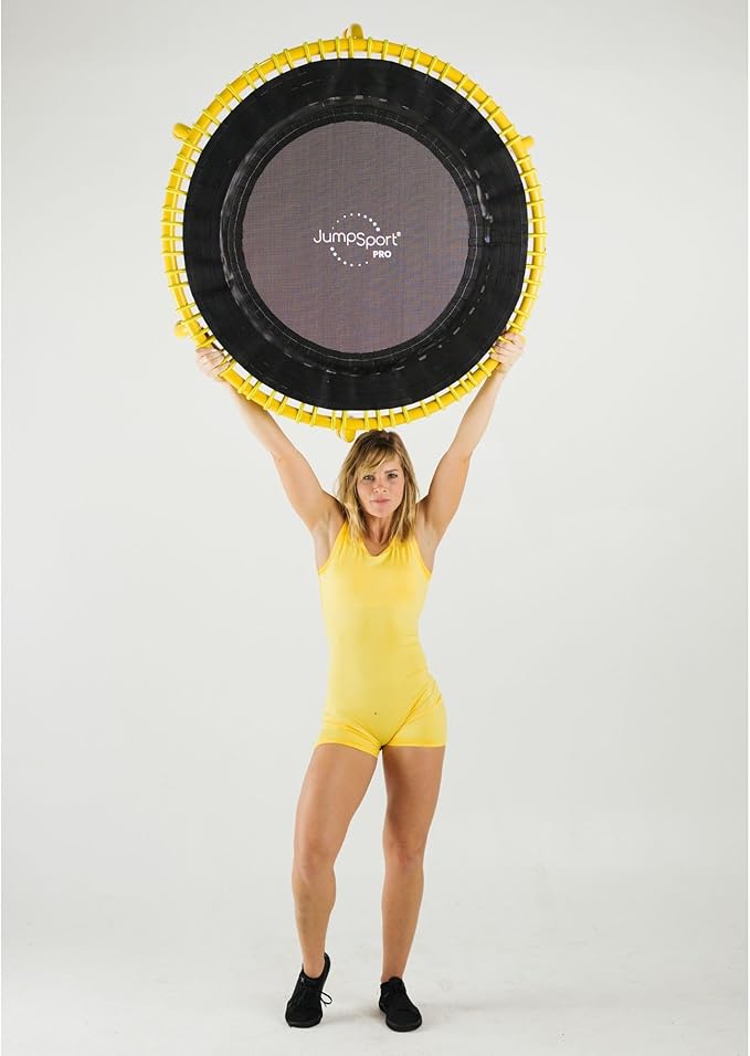 JumpSport 350 PRO Fitness Trampoline, Cardio Workout, No-Tip Arched Legs Home Gym Equipment, Adjustable Bungees & 60 Day Trial Video