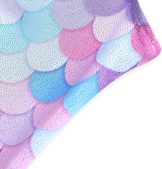 Leotards for Girls Gymnastics Toddler Dance Biketards Mermaid Unicorn Athletic Dance Wear Shiny Rainbow Blue Hotpink