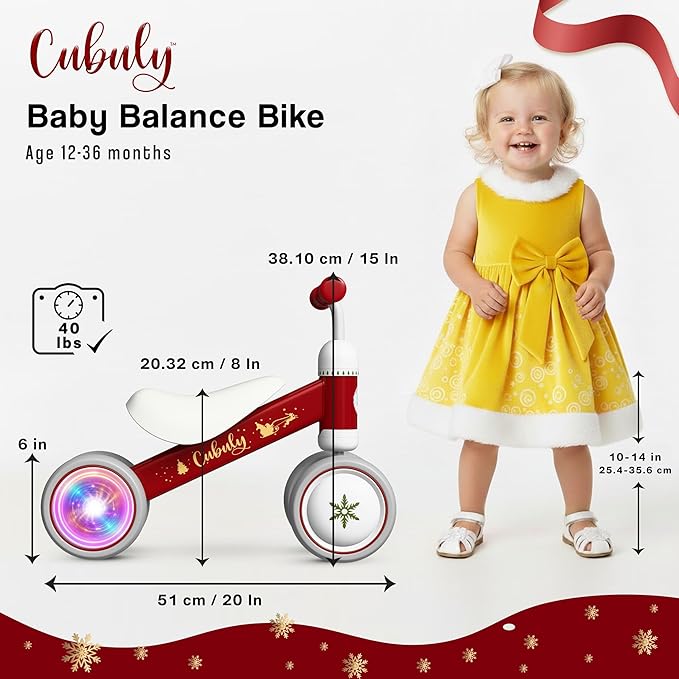 Baby Balance Bike for 1-3 Year – First Birthday Boy Girl Gifts 12-36 Month Mini Bike|Colorful Lighting Wheels|Ride on Toys |Toddler Balance Bike 1-3 Indoor/Outdoor Bike