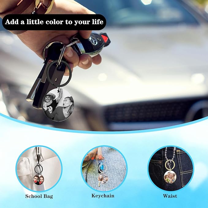 Hiyong Personalized Keychain Custom Photo Keyring Customized Gifts for Men Custom Keychain with Your Photo Logo or Text