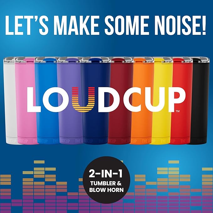 The LoudCup Reusable Water Bottle – 2-in-1 Travel Tumbler & Noisemaker – BPA-Free, Blow Horn & Cup with Slide Lid – Perfect for Sports Events, Game Day, Tailgating & Parties
