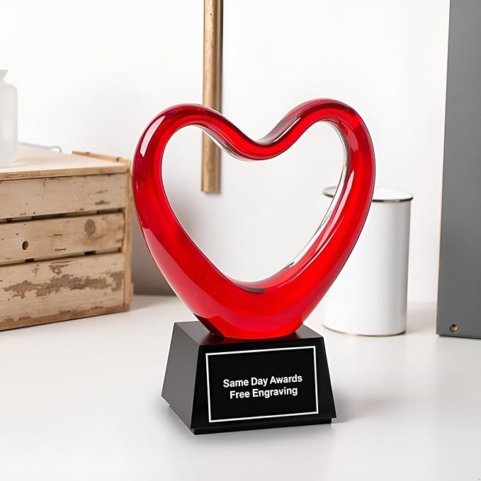 Hand-Blown Art Glass Award – Custom Engraved Elegant Award for Corporate, Sports Retirement Volunteer Recognition Leadership Personal Milestones Employee Gifts
