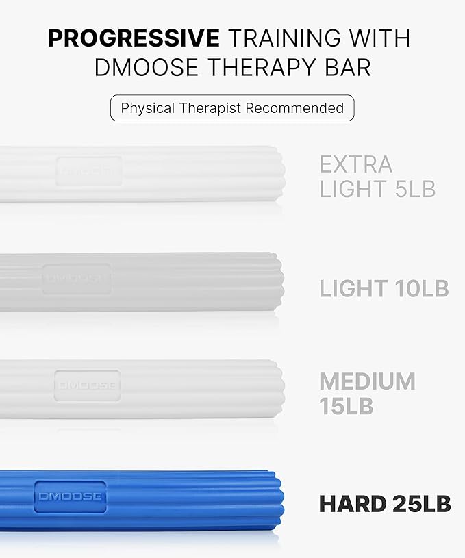 DMoose Fitness Flex Resistance Bar for Physical Therapy - Non-Slip Odorless Material, Exercise Bar for Tennis & Golfers Elbow Tendonitis Relief - Wrist and Forearm Strengthener & Grip Strength Trainer