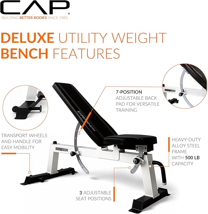 Cap Barbell Deluxe Utility Weight Bench Color Series