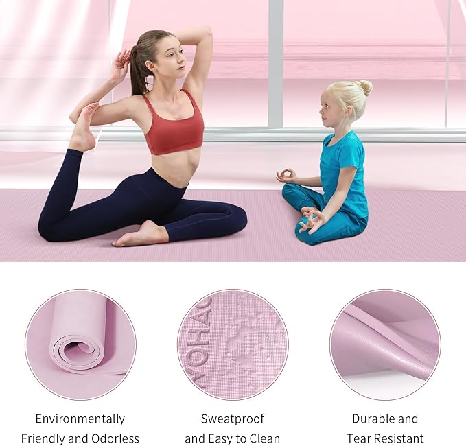Extra Thick 8mm Yoga Mat, 72"x28" Non Slip Exercise Mat, Reversible 2-Sided Dual Color Premium POE Material, with Carrying Strap for Yoga, Pilates, Home Gym