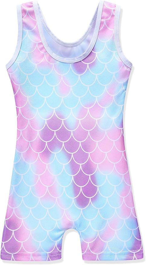 HOZIY Gymnastics Leotards for Girls with Shorts Toddlers Biketards Rainbow Unicorn Dinosaur Mermaid Leopard Flower Galaxy