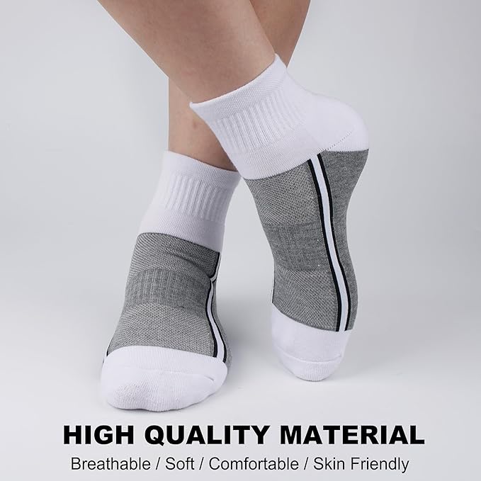 Gonii Mens Athletic Ankle Socks 5-Pairs - Blister Defense & Cushioned for Running, Hiking, Sports