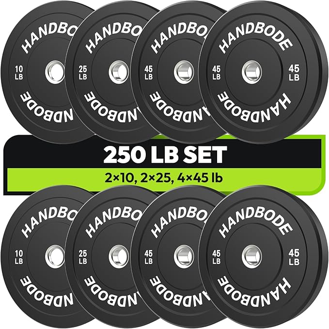 2-Inch Weight Plates High Bounce, Olympic Bumper Plate Set 45/100/160/190/260/300lb, Colored Weight Plates Set for Home Gym, Barbell Weights Rubber Strength Training Plate for Weight Lifting