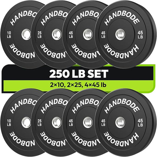 2-Inch Weight Plates High Bounce, Olympic Bumper Plate Set 45/100/160/190/260/300lb, Colored Weight Plates Set for Home Gym, Barbell Weights Rubber Strength Training Plate for Weight Lifting