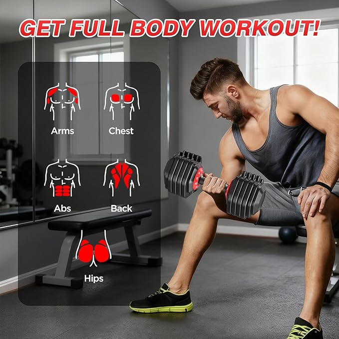 Adjustable Dumbbells Set of 2, Durable Weights Dumbbells Set, 10 in 1/15 in1 Weights Set with Anti-Slip Grip, Fast Adjust Gym Equipment Space Saving for Home Strength Training