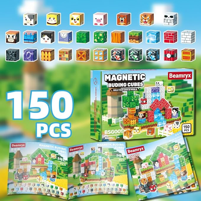 150Pcs Magnetic Blocks Forest Animal Set, Magnetic Toys Games for Kids Ages, STEM Toys for Kids Ages 4-8