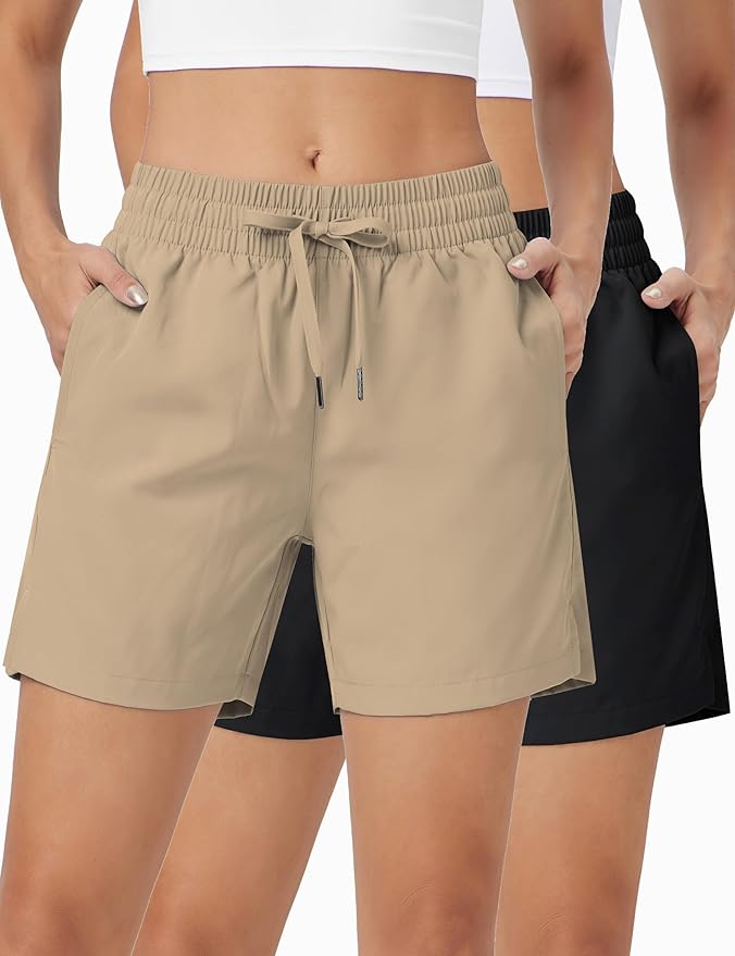 ZUTY 3 Pack 5" Womens Athletic Shorts Basic Running Shorts Lightweight Quick Dry Gym Workout Shorts with Pockets