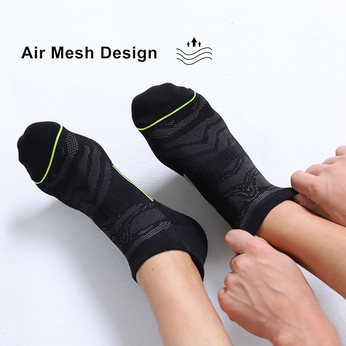 FITRELL 6 Pack Men's Ankle Running Socks Low Cut Cushioned Athletic Sports Socks 7-9/9-12/12-15