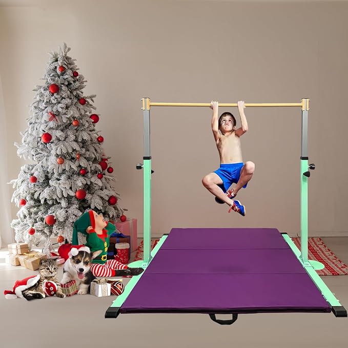 GLANT Gymnastic Kip Bar,Horizontal Bar for Kids Girls Junior,3' to 5' Adjustable Height,Home Gym Equipment,Ideal for Indoor and Home Training,1-4 Levels,300lbs Weight Capacity