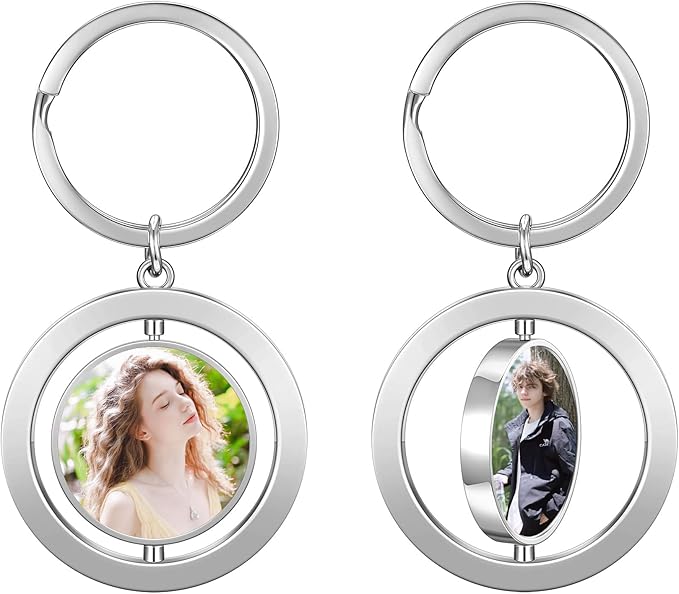 Hiyong Personalized Keychain Custom Photo Keyring Customized Gifts for Men Custom Keychain with Your Photo Logo or Text