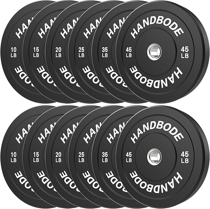 2-Inch Weight Plates High Bounce, Olympic Bumper Plate Set 45/100/160/190/260/300lb, Colored Weight Plates Set for Home Gym, Barbell Weights Rubber Strength Training Plate for Weight Lifting