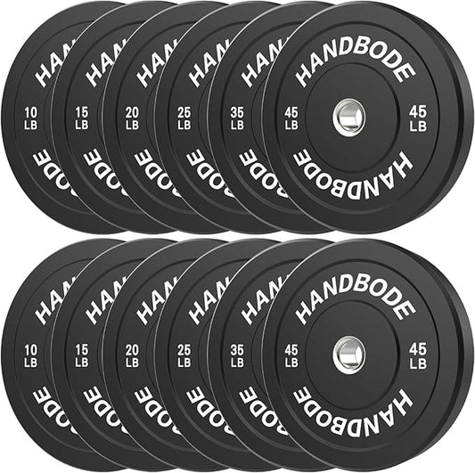 2-Inch Weight Plates High Bounce, Olympic Bumper Plate Set 45/100/160/190/260/300lb, Colored Weight Plates Set for Home Gym, Barbell Weights Rubber Strength Training Plate for Weight Lifting