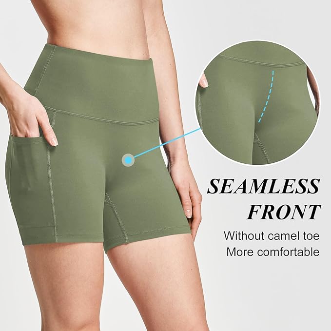 baleaf Women's 8"/ 5"/ 3" Biker Shorts High Waist Yoga Workout Gym Running Volleyball Spandex Shorts with Pockets