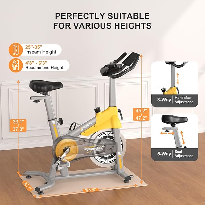 Exercise Bikes for Home,Indoor Cycling Bike with Adjustable Magnetic,Brake Pad Resistance Silent Belt Drive,330lbs Weight Capacity &Upgraded Version Seat for Home Cardio&Weight Loss