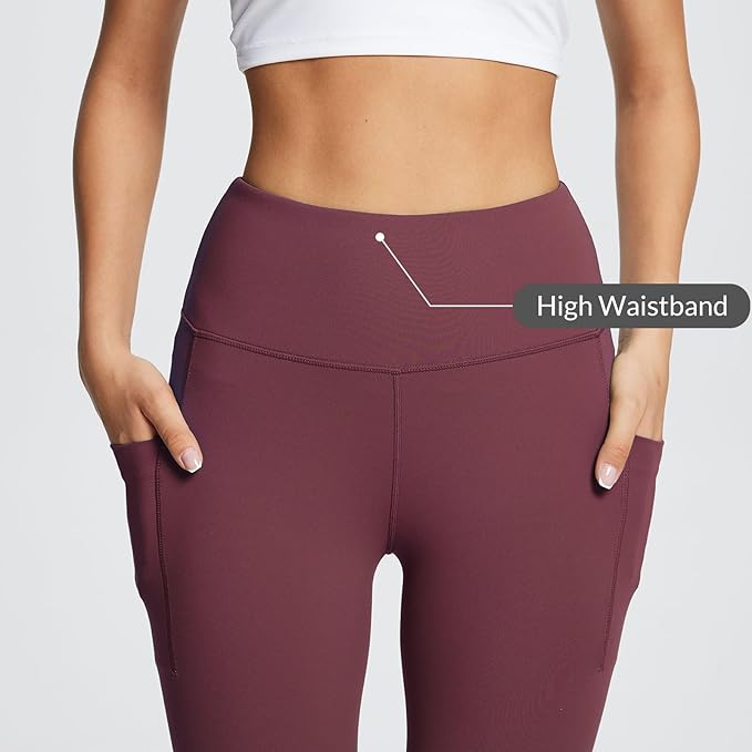BALEAF Women's Leggings with Pockets Black Tummy Control Workout High Waisted Athletic 7/8 Ultra Soft Gym Yoga Ankle Pants