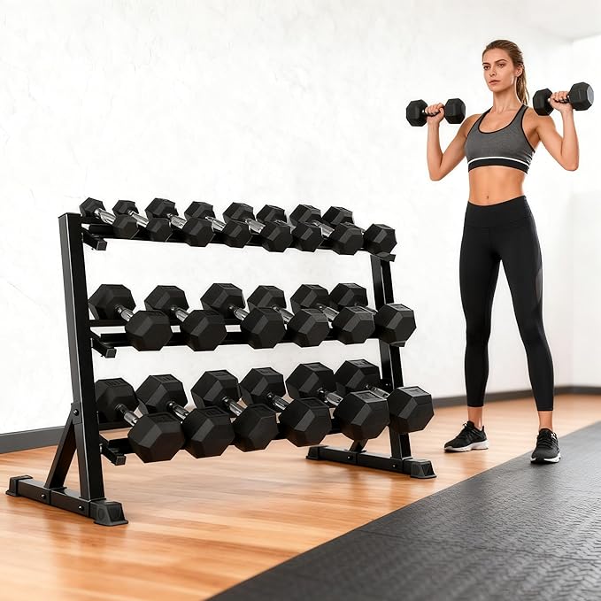 350/450/550 lbs Hex Weight Dumbbell Sets with Rack 5-50 lbs Hand Weights for Strength Training for Home Gyms Men Women Rubber Iron Rubber Coated Exercise & Fitness Muscle