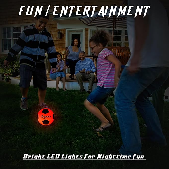 Light up Soccer Ball,Glow in The Dark Soccerball with LED Lights Pre-Installed-Batteries Included
