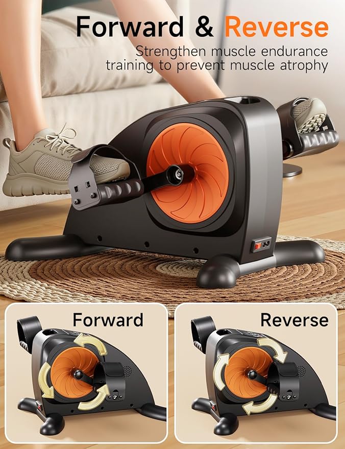 Under Desk Exercise Bike, Mini Exercise Bike Electric Pedal Exerciser for Seniors & Leg/Arm Fitness,12 Adjustable Speeds & LCD Display, Foot Exerciser for Physical Therapy, Exercise Bike for Seniors
