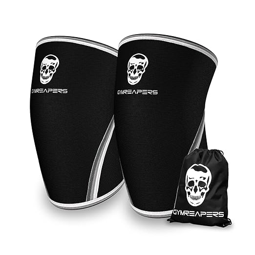 Gymreapers Knee Sleeves (1 Pair) With Gym Bag - IPF Approved - Knee Sleeve & Compression Support for Squats, Weightlifting, Fitness and Powerlifting - 7MM Neoprene Sleeve Pair