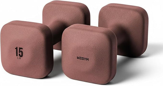 WeGym SafeGrip Square Dumbbells with Anti Slip Handles, Aesthetic Free Weights for Home Workouts, Stable Design Prevents Rolling during Floor Exercises