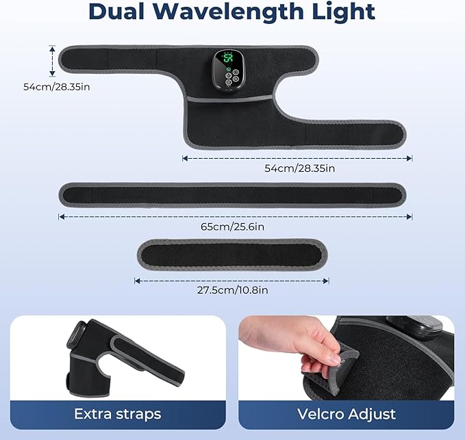 Cordless Red Light Therapy Knee Heating Pad with Heat - 660nm&850nm Knee Brace with 5 Heating Levels, 5000mAH Rechargeable Battery for Knee Shoulder Elbow, Gifts for Men Women, Black 1PC