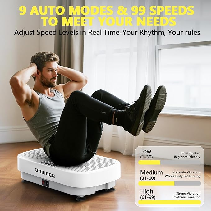 Vibration Plate Exercise Machine, 9 Modes Vibrating Platform for Lymphatic Drainage, 3D Upgraded Vibrated Plates for Weight Loss, Home Full Body Workout Equipment for Fitness