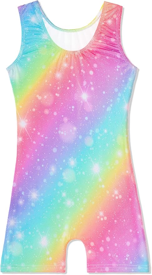 Leotards for Girls Gymnastics Toddler Dance Biketards Mermaid Unicorn Athletic Dance Wear Shiny Rainbow Blue Hotpink