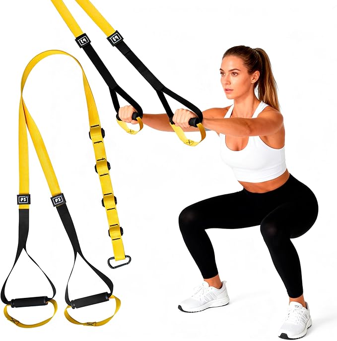 Home Suspension Straps Training Kit, Gym Bodyweight fitness All in One Workout for Full Body, with Safety Sign, Big Poster&Mess Bag