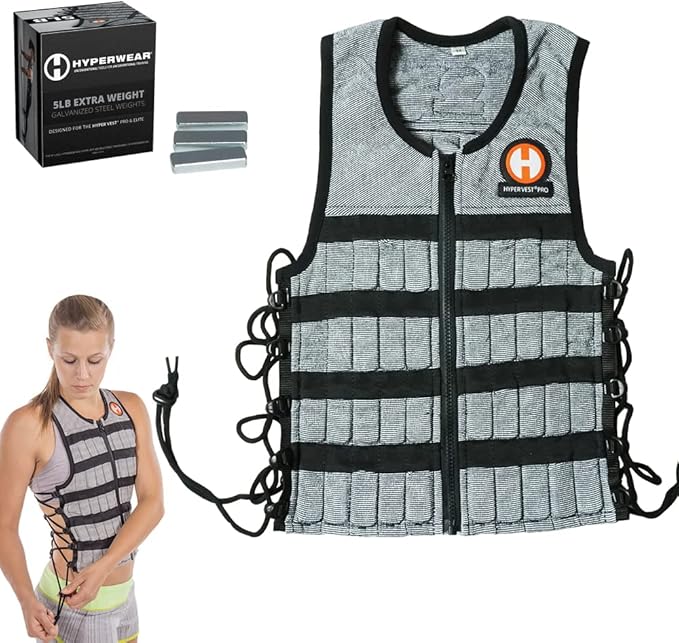 Hyperwear Hyper Vest PRO – Adjustable Ultra-Thin Weighted Vest for Men & Women – USA-Made Xyflex® Performance Stretch Fabric, No-Bounce Compression Fit – Includes Steel Micro-Weights, Expandable – Heather Gray