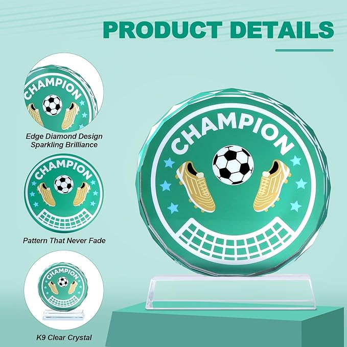 Crystal Trophy Award for Kids & Adult, Champion Football Baseball Soccer Basketball Sports Winner Trophies, Award Trophy for Sports Championships Tournaments Award Competitions Rewards Prizes