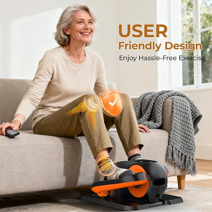 Under Desk Elliptical Machine - Electric Elliptical Leg Exerciser, Pedal Exerciser for Seniors,12 Speeds, Portable Seated Pedal Exerciser with Remote Control, Whisper-Quiet Exercise Equipment