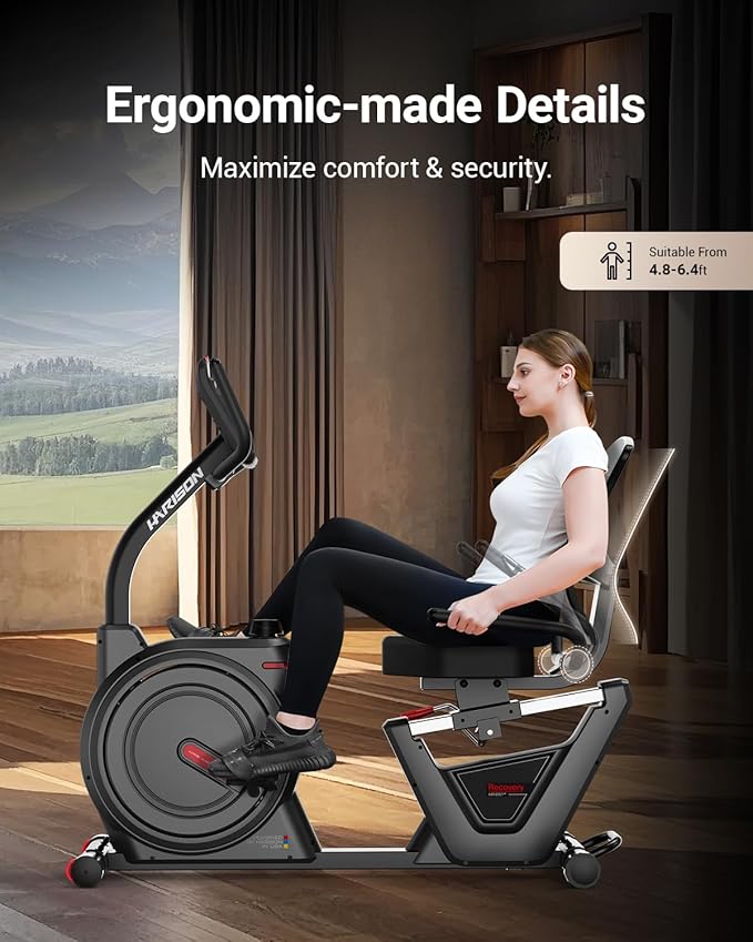 HARISON Pro Recumbent Exercise Bike 400 lbs Capacity, Semi-Commerical Magnetic Recumbent bike for Adult and Seniors, Recumbent Stationary bike for Home with Smart Bluetooth App, 2 in 1 LCD Monitor and Tablet Holder