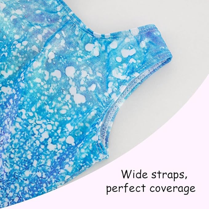 Leotards for Girls Gymnastics Toddler Dance Biketards Mermaid Unicorn Athletic Dance Wear Shiny Rainbow Blue Hotpink