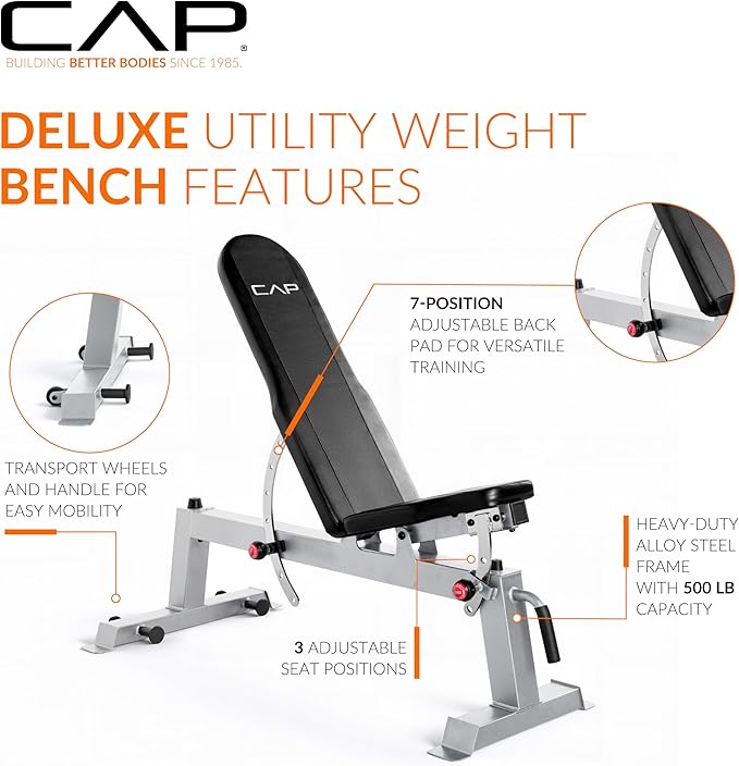Cap Barbell Deluxe Utility Weight Bench Color Series