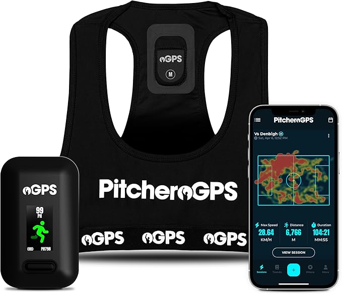 PitcheroGPS Soccer Tracker & Vest - Tracks 18 Key Performance Metrics - Includes 30 Days Subscription. Soccer Training Equipment for Performance & Fitness Tracking (Adult Medium)