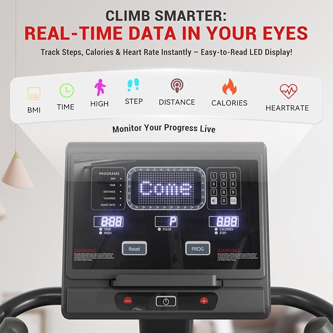 GMWD Stair Stepper Machine, Commercial Grade Stair Climber with LED Display, Stair Machine for Cardio, 15 Resistance Levels, 24-164 Steps/Min, Exercise Machine for Home