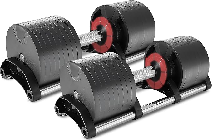 SQUATZ Adjustable Dumbbell Set, Pair of 70LB Anti-Slip Metal Handle, Replace 9 Dumbbells with 1, Quick Change Weight Adjustments with Twist Lock Technology, for Full Body Workout, Fitness and Weightlifting