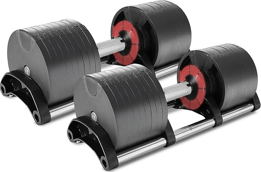 SQUATZ Adjustable Dumbbell Set, Pair of 70LB Anti-Slip Metal Handle, Replace 9 Dumbbells with 1, Quick Change Weight Adjustments with Twist Lock Technology, for Full Body Workout, Fitness and Weightlifting