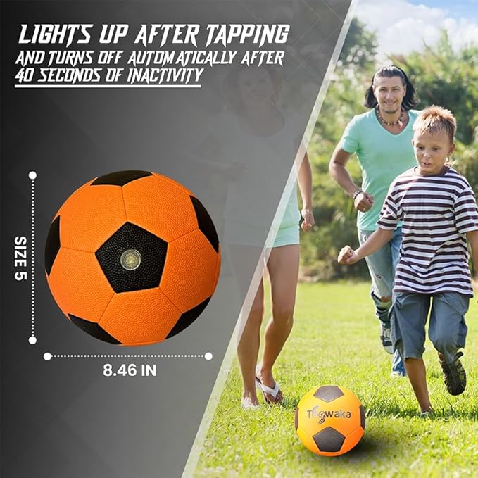 Light up Soccer Ball,Glow in The Dark Soccerball with LED Lights Pre-Installed-Batteries Included