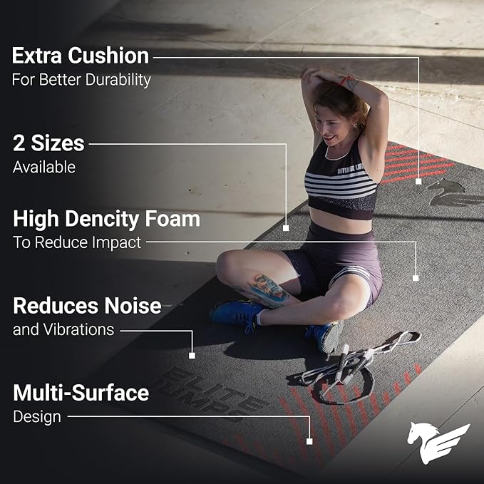 EliteSRS Jumps Premium Jump Rope Mat - Large Format Non Slip Mat - Home Workout Exercise Mat - Suitable for All Surfaces