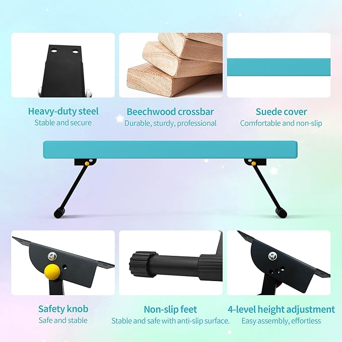 EL&IT·Wings 6ft/8ft Gymnastic Balance Beam, Adjustable High and Low Level Floor Beam - Highly Stable - Gym Practice Training Equipment for Kids Children Girls Home