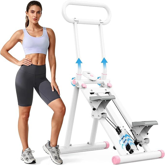 HXD-ERGO Stair Stepper, Upgrade 6-Level Resistance Stair Master with Adjustable Handlebar, Folding Stair Climber Workout Machine